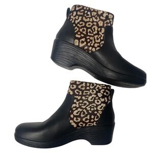 Alegria Serina Tundra Leopard Leather Moto Boots Women's 38